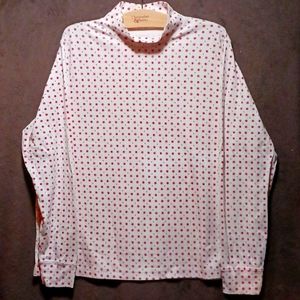 Lands' End, XL 18, White Turtleneck Top with Red Snowflake Pattern